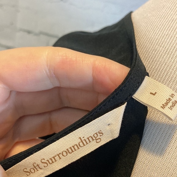 Soft Surroundings La Paz Black Crinkle Maxi Dress L Pleated Crinkle Vacation - Picture 13 of 16